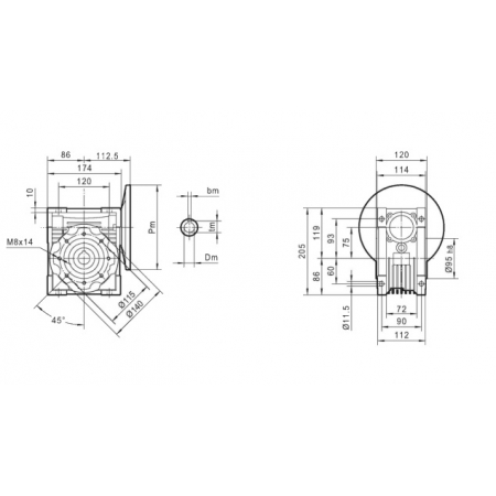 PRZEKŁADNIA SILNIKA ELEKTRYCZNEGO 90B5 I=7,5